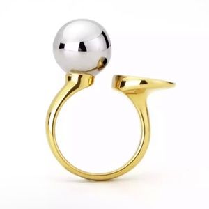 Ball gold and silver multi tone ring